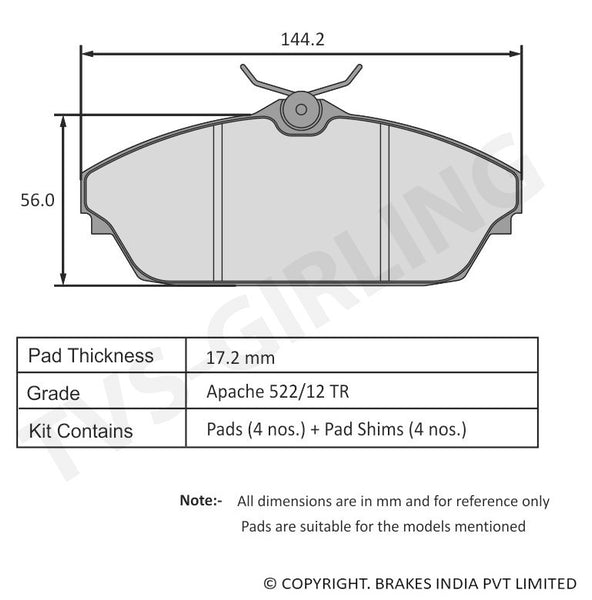 TVS Apache Brake Pad TML SAFARI 3 LTS / TML SUMO GRANDE (MK 1 29932088BC