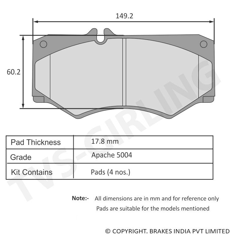 【9453 TVS Apache Brake Pad FORCE TRAVELLER 29932546 – Mark-1 estore
