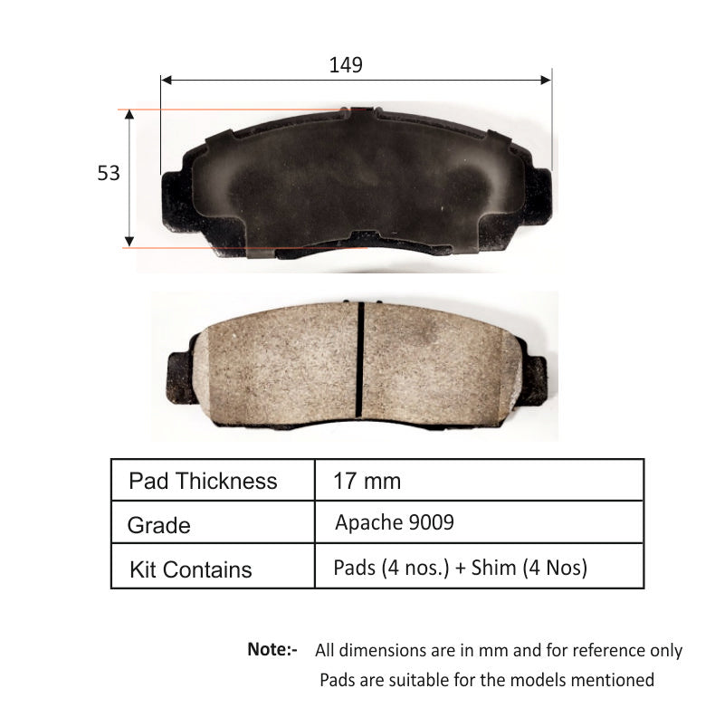 TVS Apache Brake Pad HONDA ACCORD (7th Gen / 8th Gen) (2003-2013