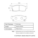 TVS Apache Brake Pad MARUTI MSIL S PRESSO 29933366