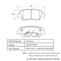 TVS Apache Brake Pad HYUNDAI KIA SELTOS REAR 29933509