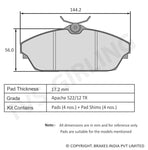 TVS Apache Brake Pad TML SAFARI 3 LTS / TML SUMO GRANDE (MK 1 29932088BC